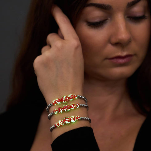 Purpurrot | Silber | Firefly Glas Kaskadenarmband